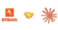 Logo Strava, emoji poignée de main et logo Claude (Anthropic) illustrant la connexion entre Strava et l'IA via le protocole MCP